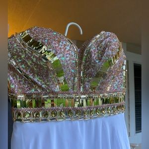 Strapless White Prom Dress